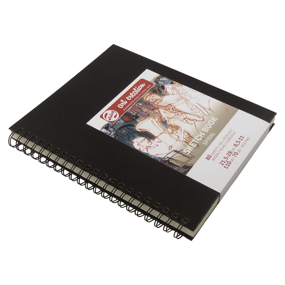 TAC Spiral-Skizzenbuch Ringbuch 21,5x28 cm 110g 80 Blatt Schwarz