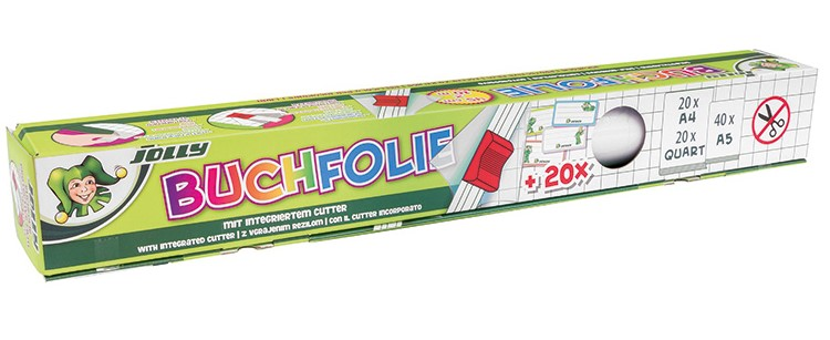 Jolly Selbstklebende Buchschutzfolie 10m mit Schneider