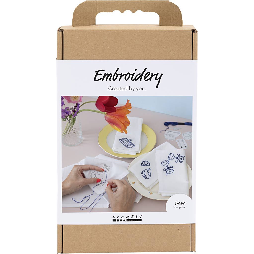 CC Hobbyset Stickerei Servietten Offwhite