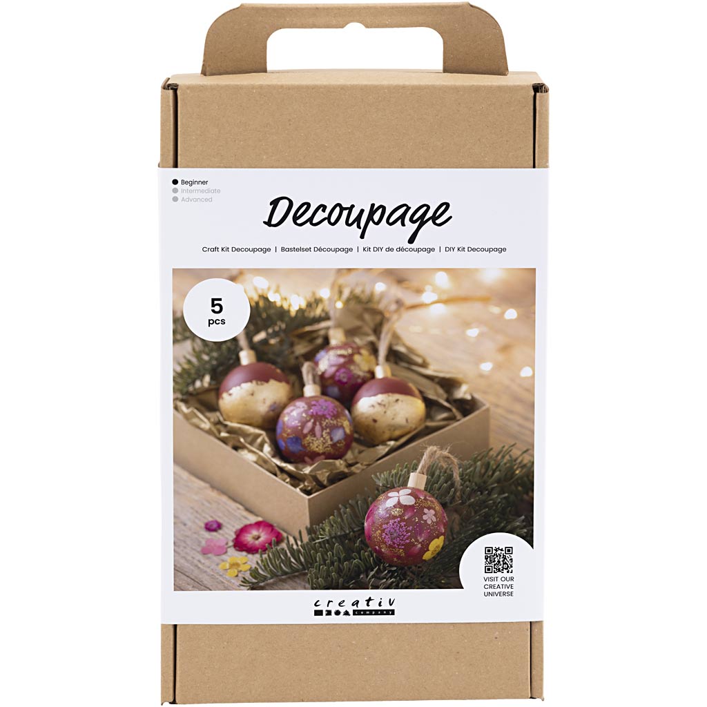 CC Hobbyset Decoupage Kerstornamenten Gedroogde Bloemen