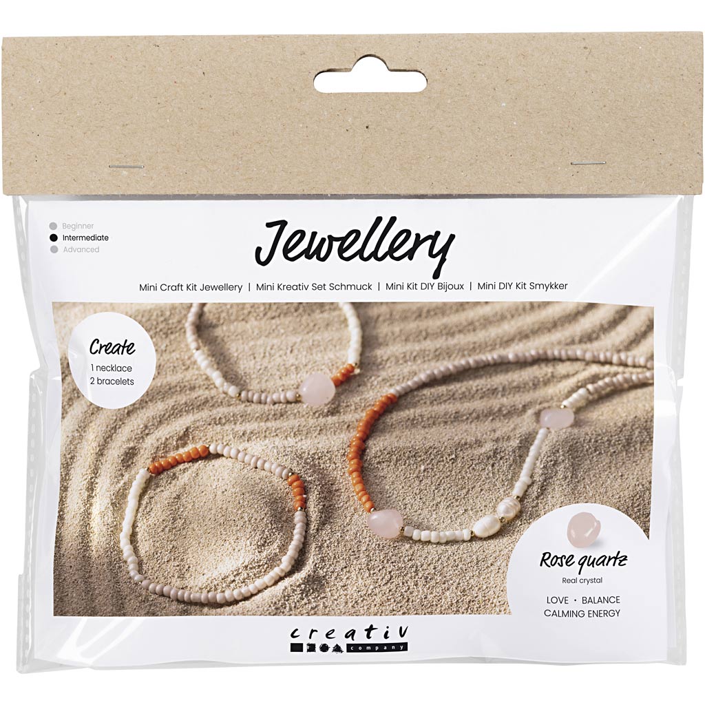 CC Mini Hobbyset Sieraden Rozenkwarts Ketting en Armband