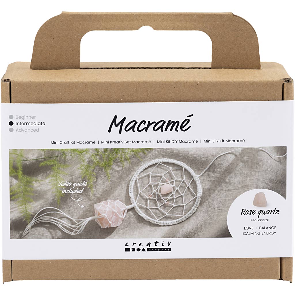 CC Mini Hobbyset Makramee Traumfänger mit Rosenquarz