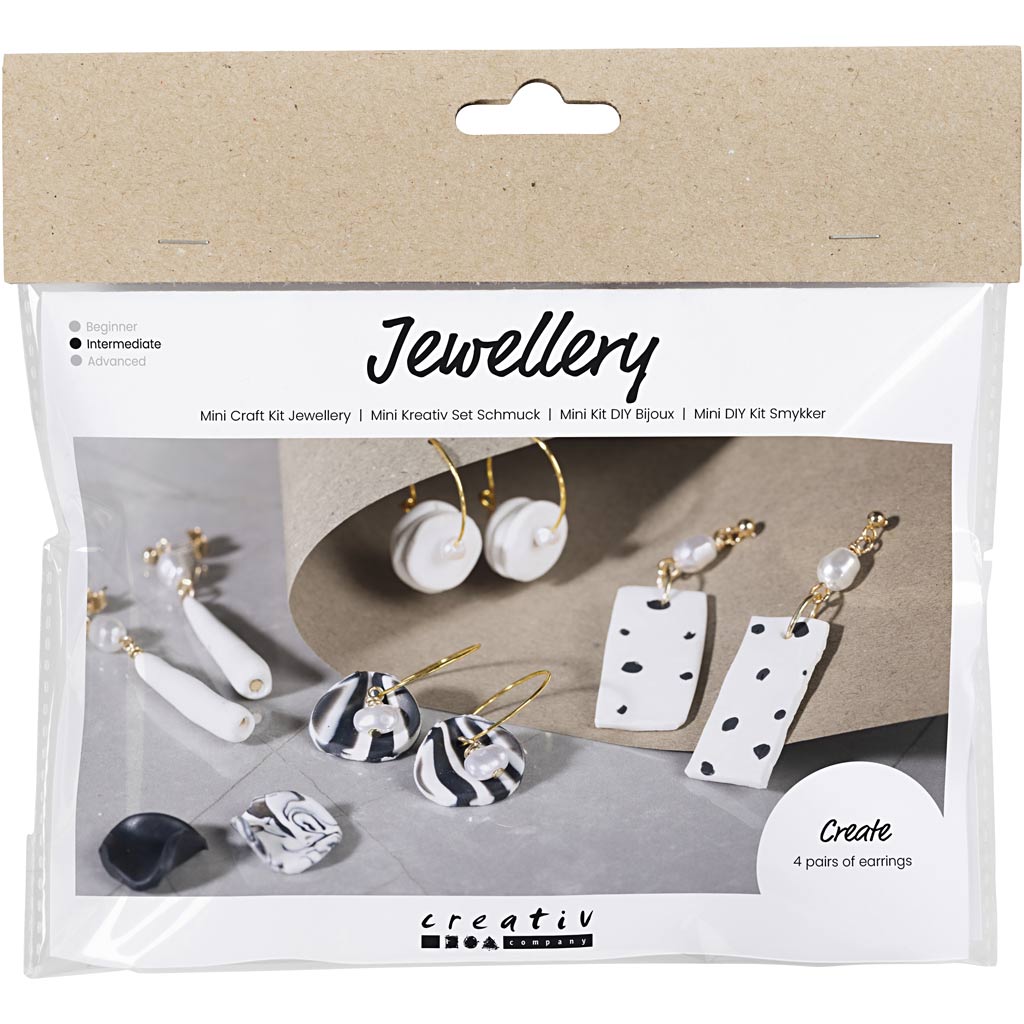 CC Mini Hobbyset Sieraden Klei Oorbellen Zwart Wit
