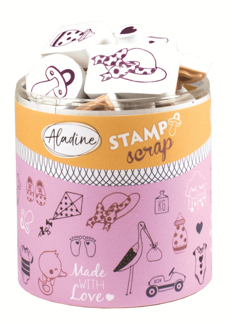 Aladine Stampo Stempelset Geburt 35-teilig