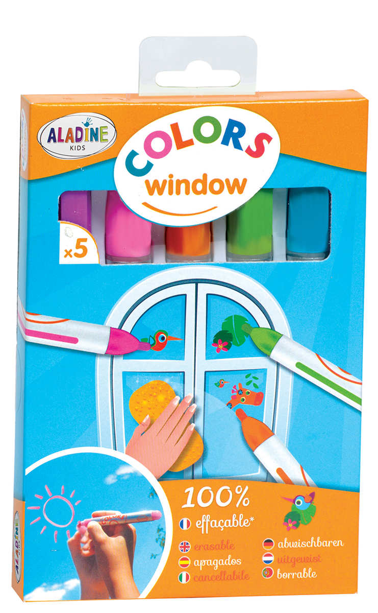 Aladine Kids Window Markers Set 5 Basic colors