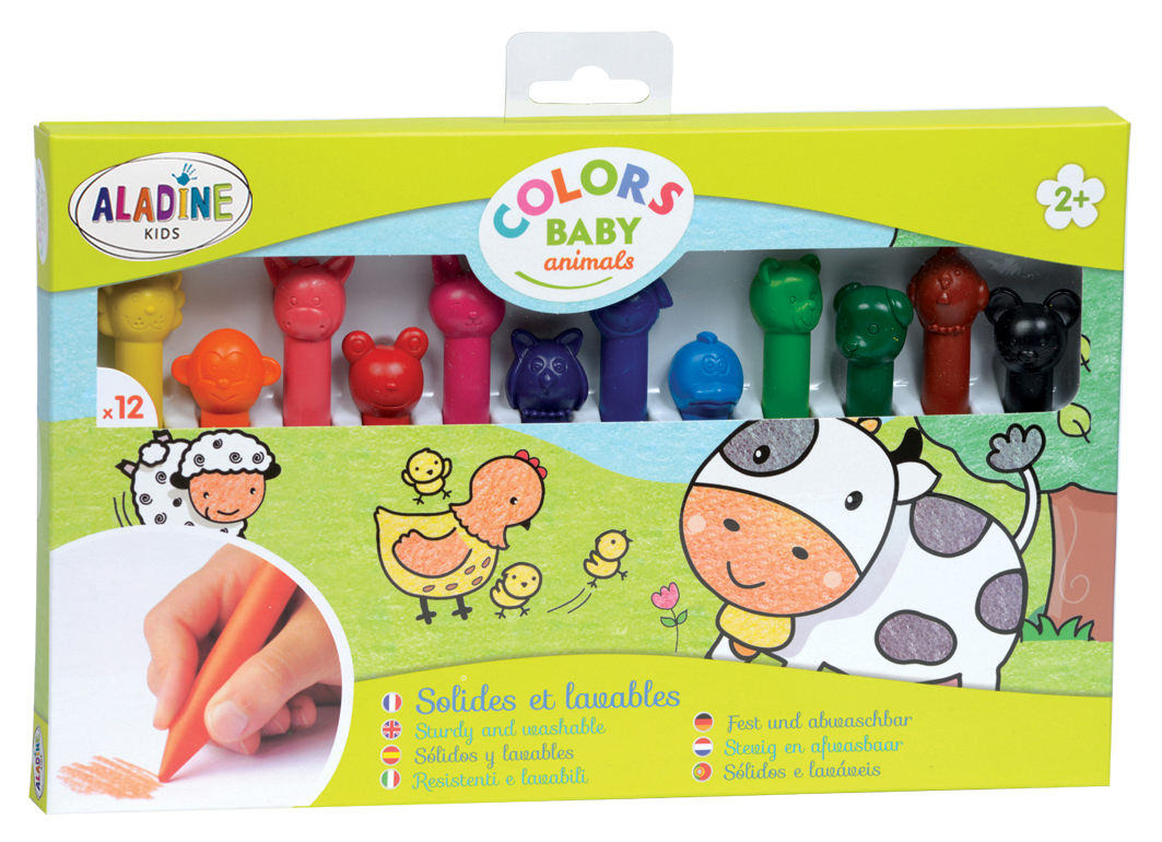 Aladine Kids Washable Crayons Animal Set 12 pieces