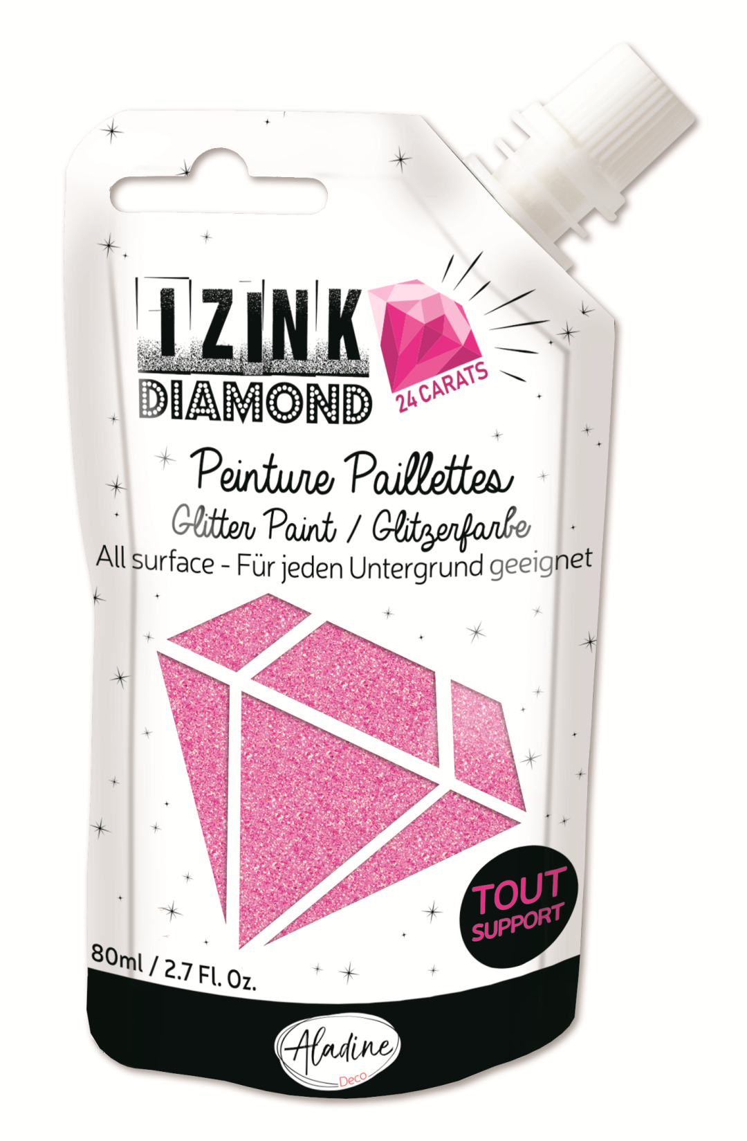 Aladine Izink Diamond Glitterverf 24 Karaat 80 ml Roze