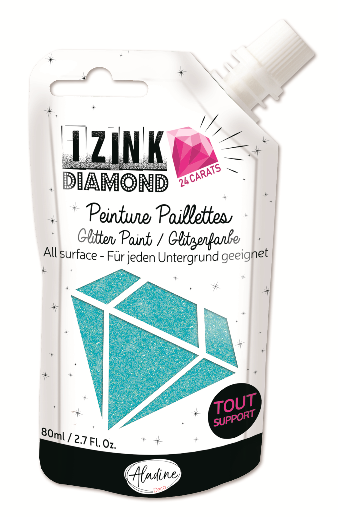 Aladine Izink Diamond Glitter Paint 24 Carat 80 ml Light Blue