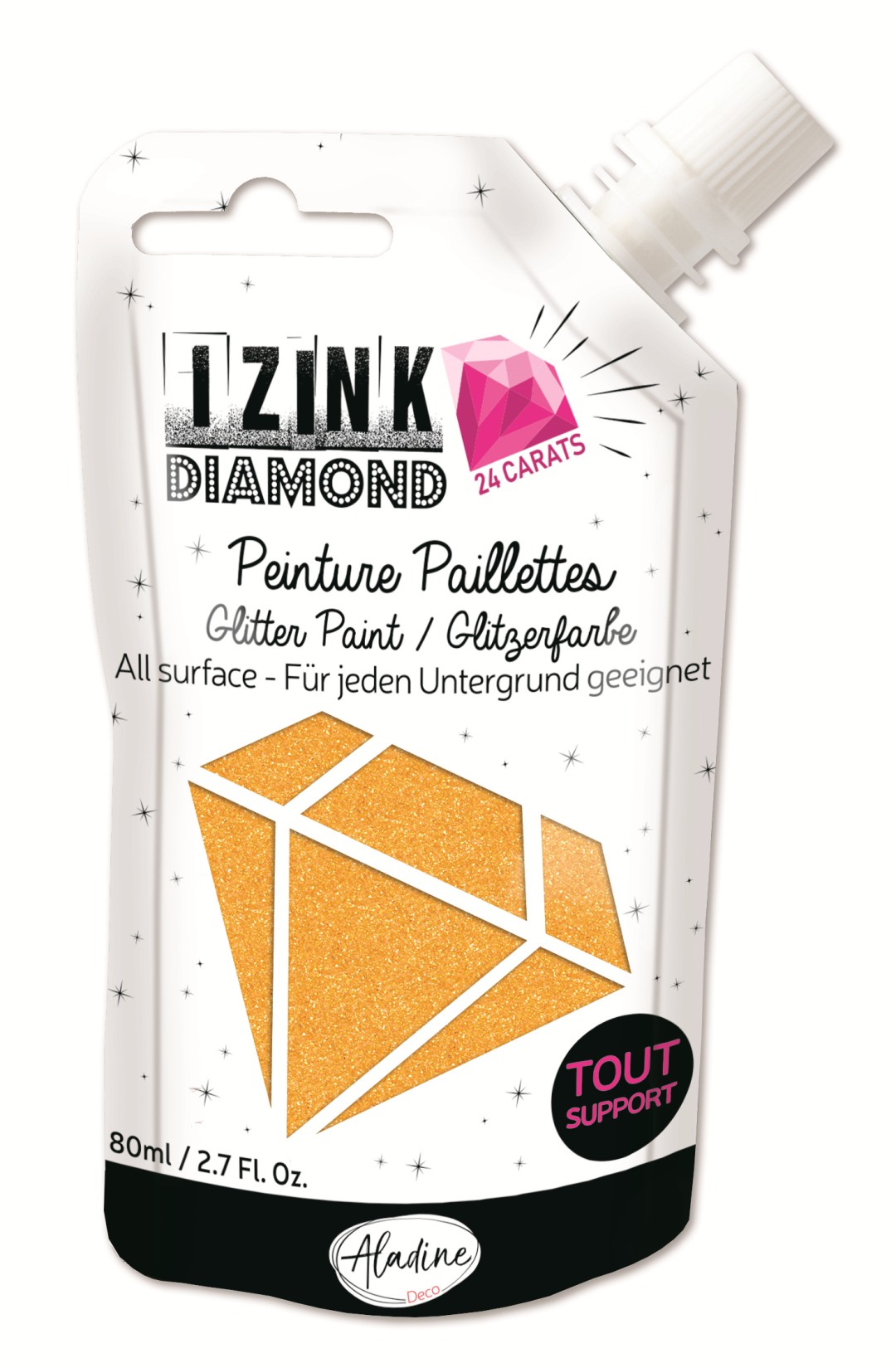 Aladine Izink Diamond Glitterverf 24 Karaat 80 ml Oranje