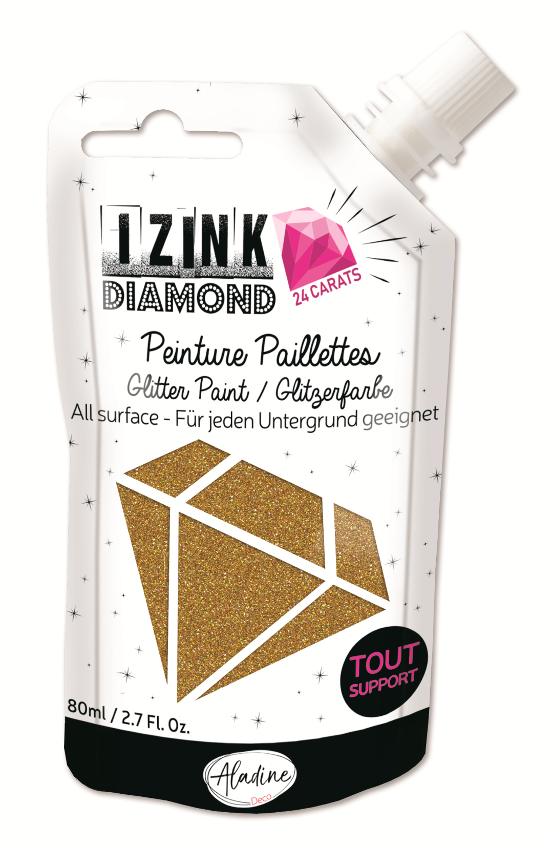 Aladine Izink Diamond Glitterfarbe 24 Karat 80 ml Gold
