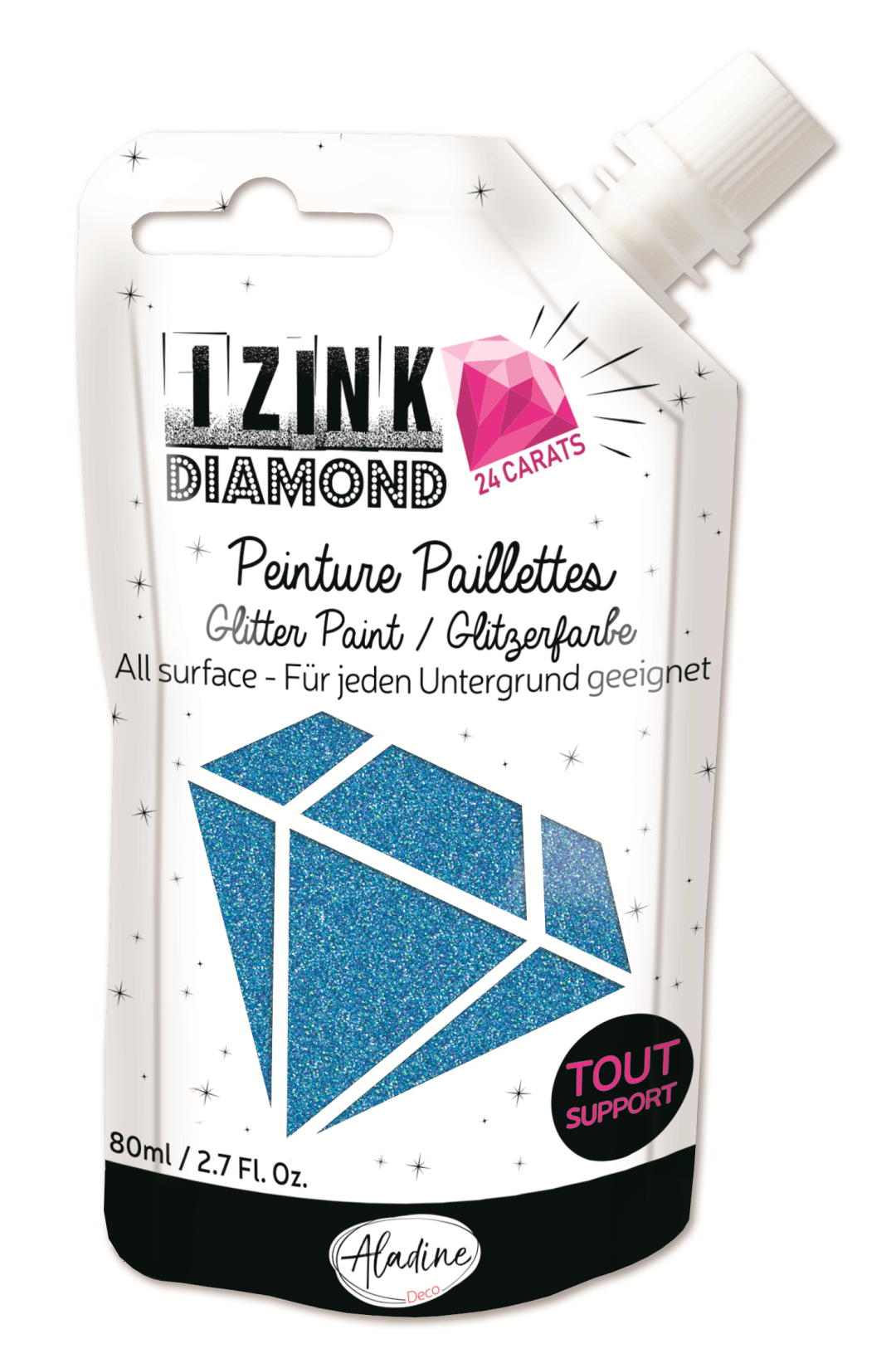 Aladine Izink Diamond Glitzerfarbe 24 Karat 80 ml Blau