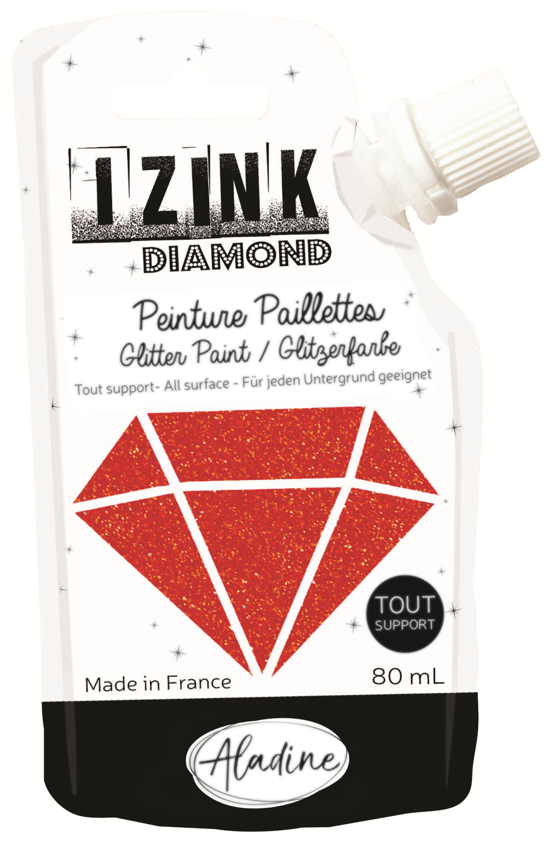 Aladine Izink Diamond Glitterverf 80 ml Rood