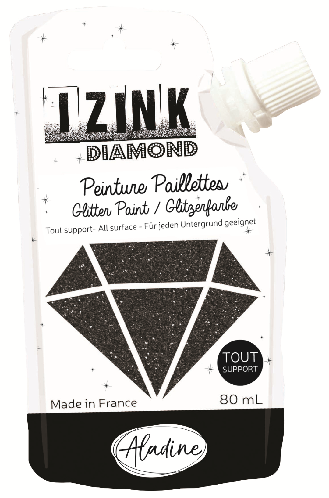 Aladine Izink Diamond Glitzerfarbe 80 ml Schwarz