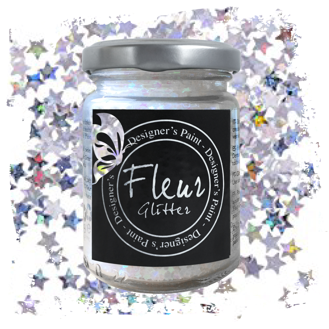 Fleur Glitter 90 g Sterne Weiß Regenbogen