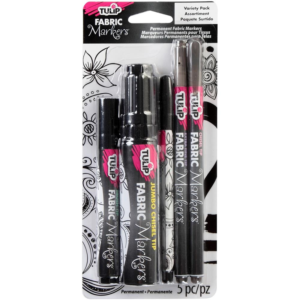 Tulip Fabric Markers Set Black 5 Pieces