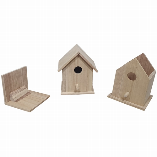 Wooden Birdhouse Square Detachable Roof 14x11x17 cm