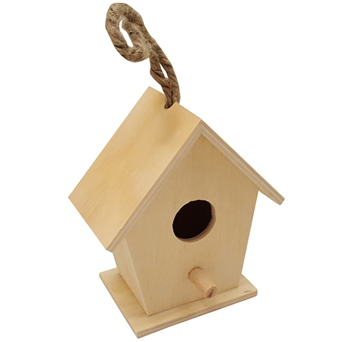 Wooden Birdhouse Square Small 10.2x6.6x11.5 cm