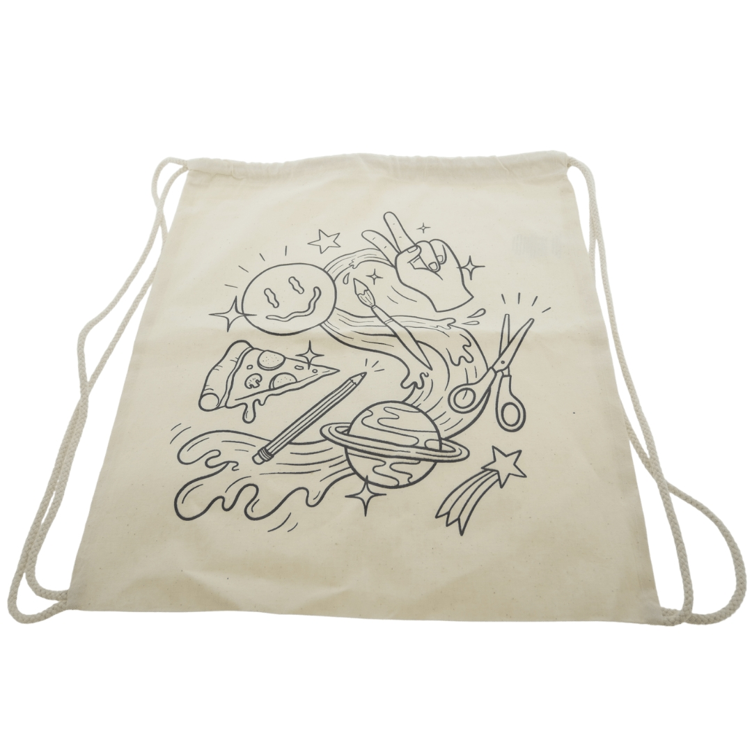 Cotton Backpack Space Groove 38x42 cm Ecru