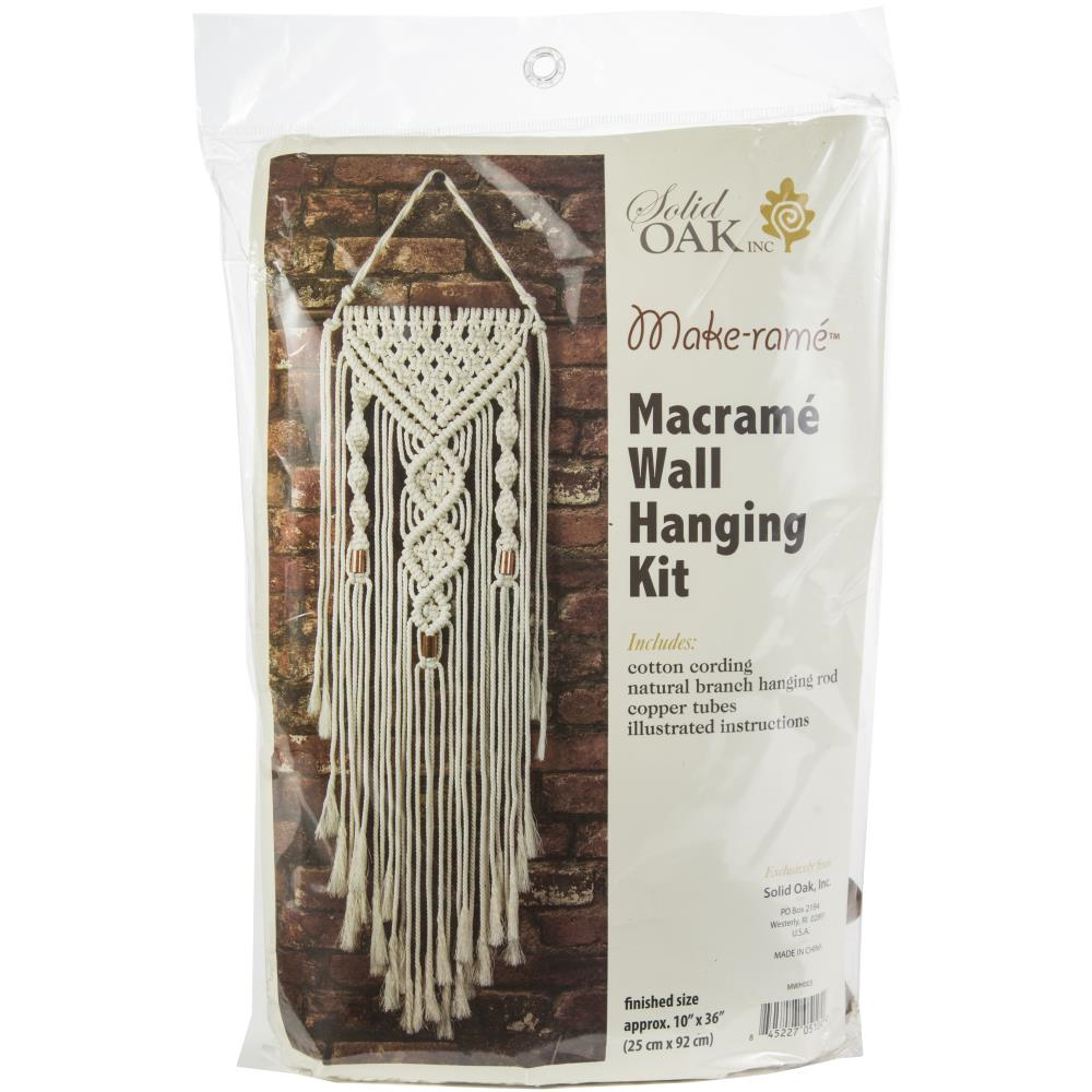 Solid Oak Macramé Kit Dubbele Spiralen Muurhanger 25x92 cm