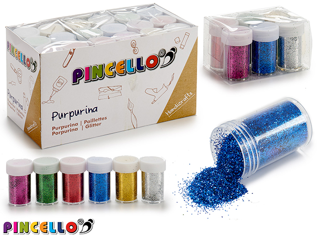 Pincello Glitter Metallic Set 6 stuks 12 gr