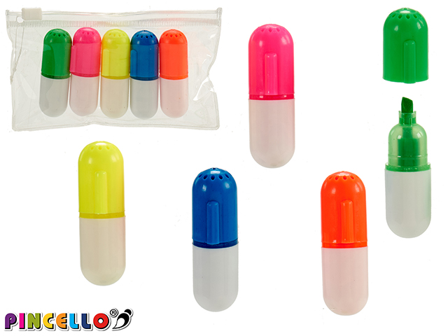 Pincello Fluor Markeerstiften Set 5 stuks