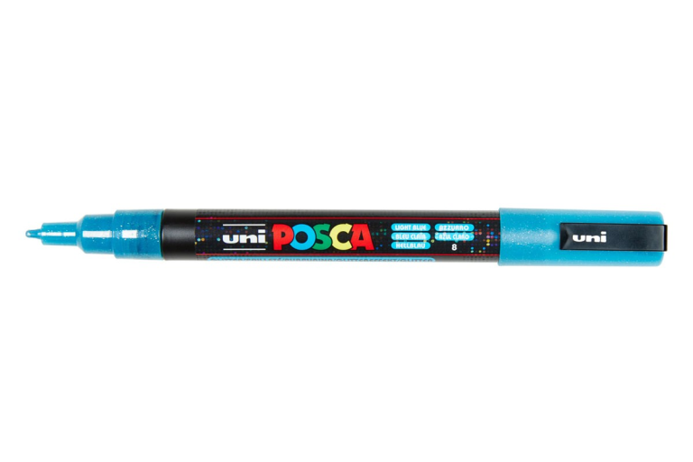 Uni Posca Verfmarker 3M Glitter Lichtblauw