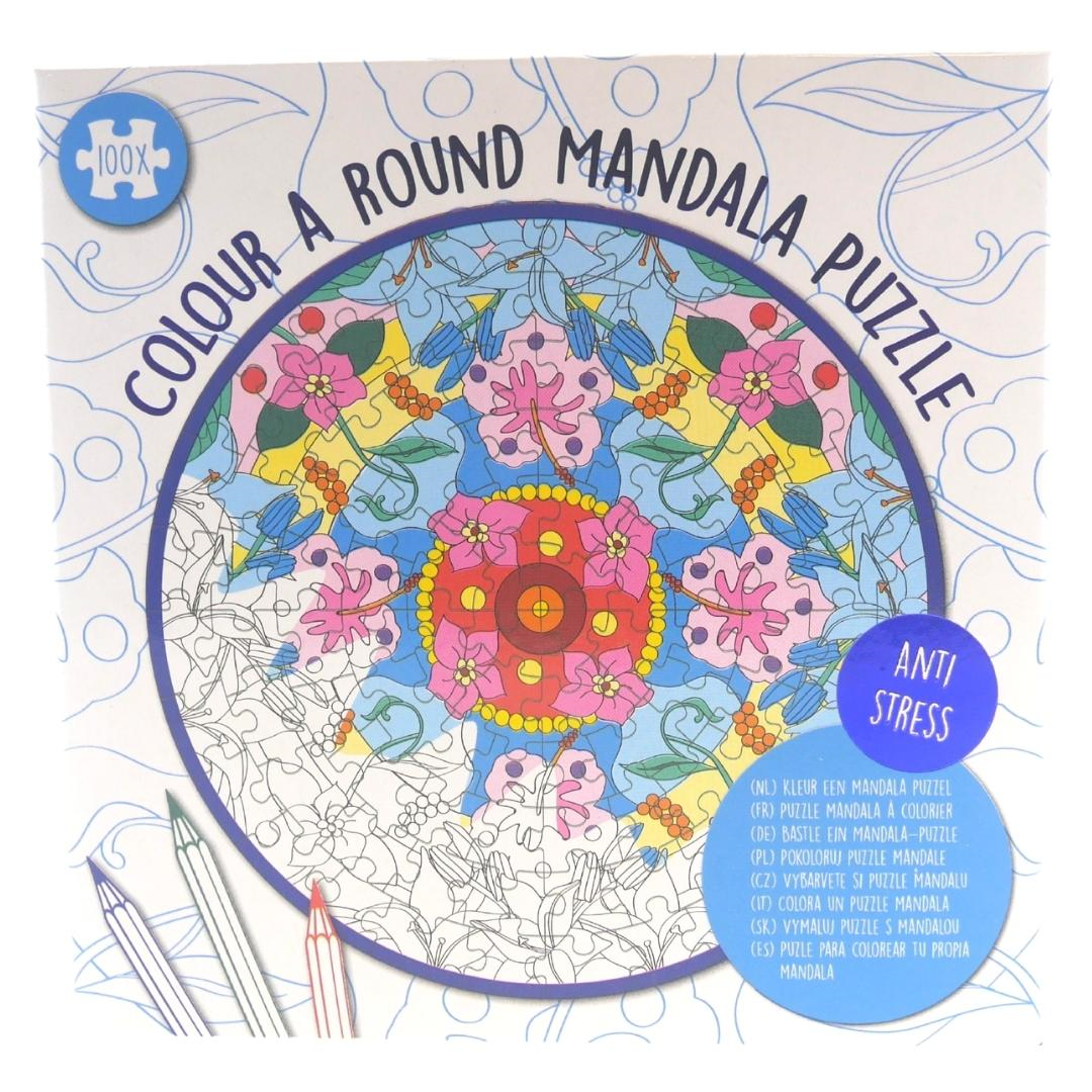 Wins Mini Mandala Puzzle Färben Rund Blau 18 x 18 cm