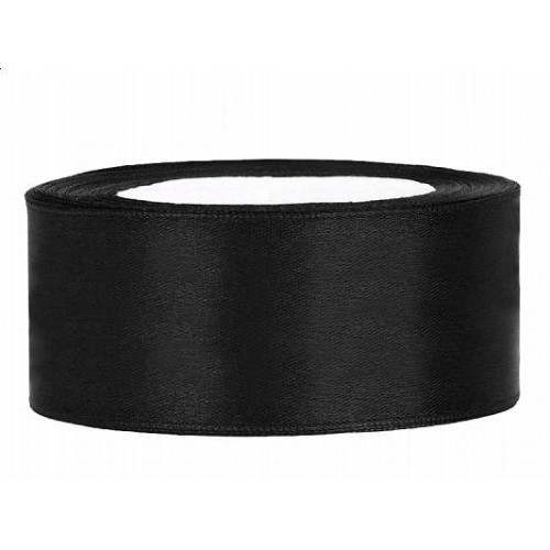 Satin ribbon 25 mm 25 m Black