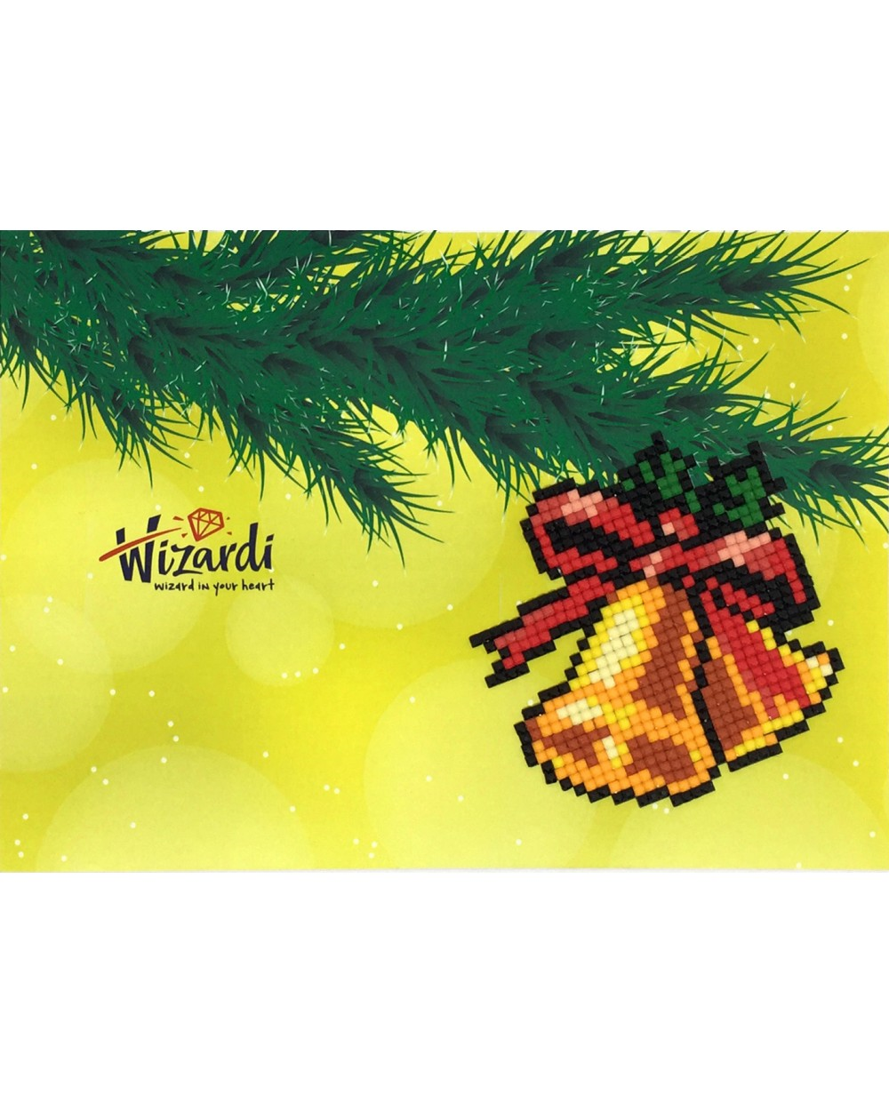 Wizardi Kerstklokken Diamond Painting Kaart 10x14 cm