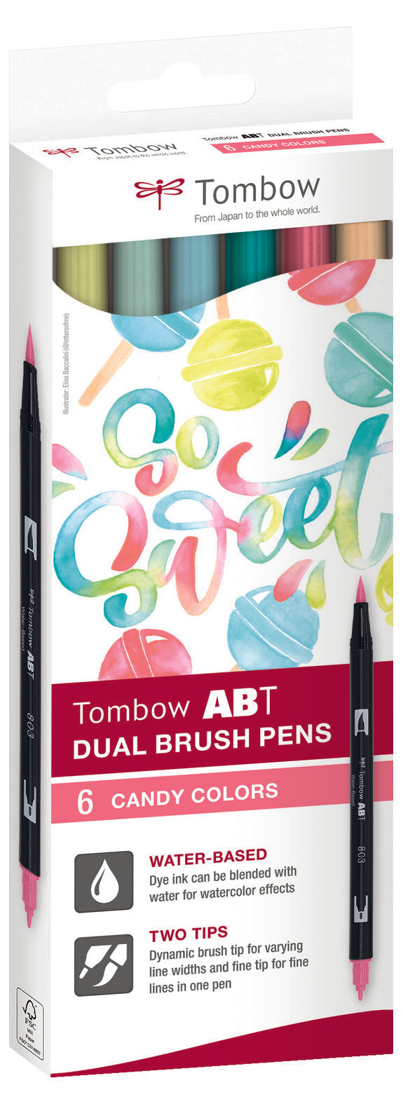 Tombow ABT Dual Brush Pen Set 6 stuks Candy Colors