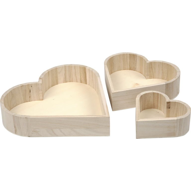 CC Holzherzschalen-Sets 3 Stück H: 13-25 cm