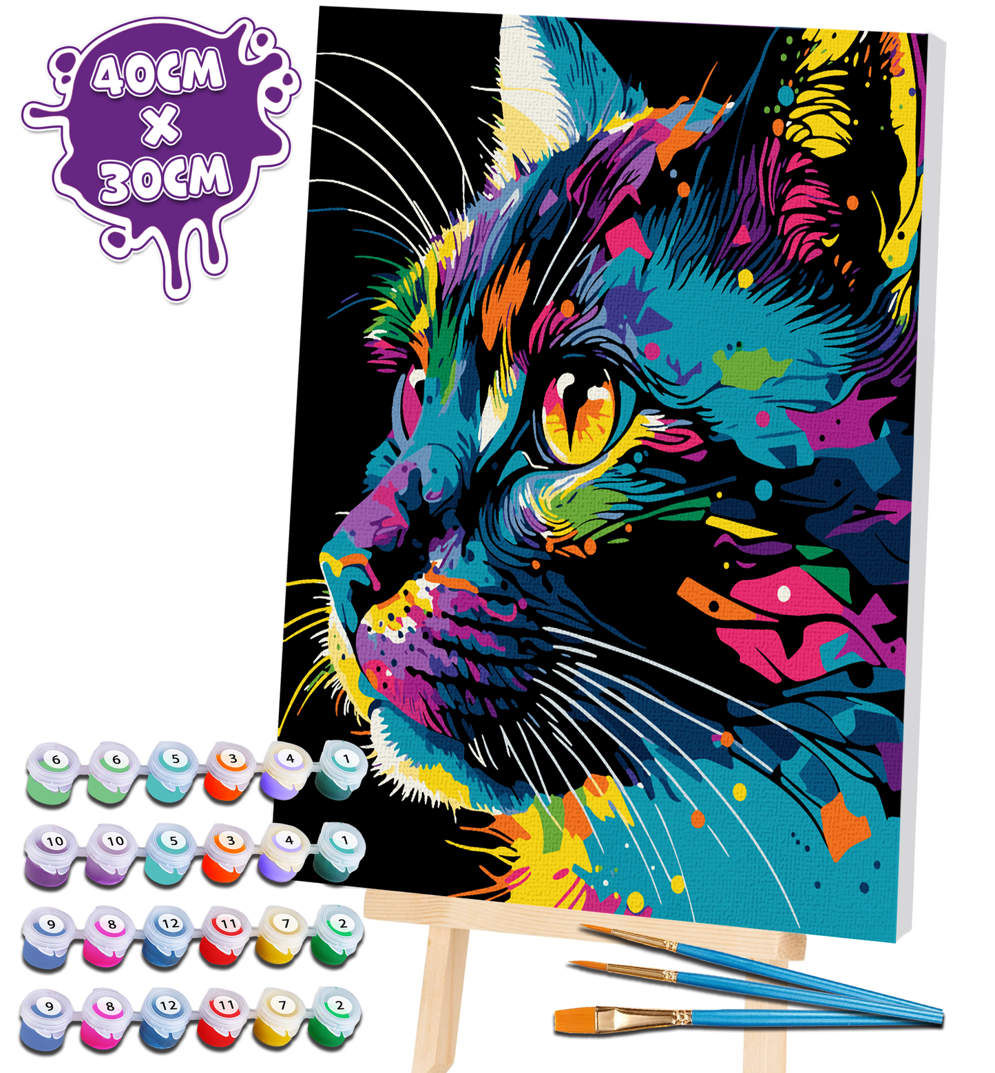 Splat Planet Malen nach Zahlen Bunte Katze