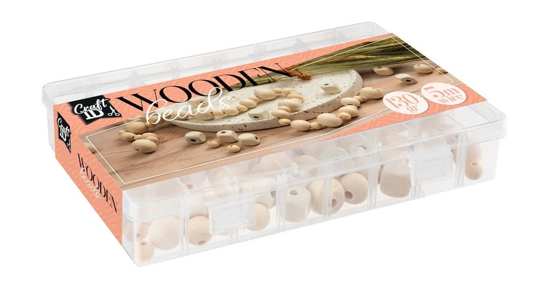 Craft Sensations Holzperlen-Set + Faden