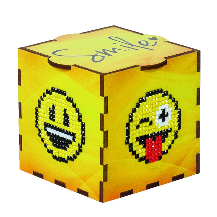 Wizardi Diamond Painting Wood Smileys 10.5x10.5 cm