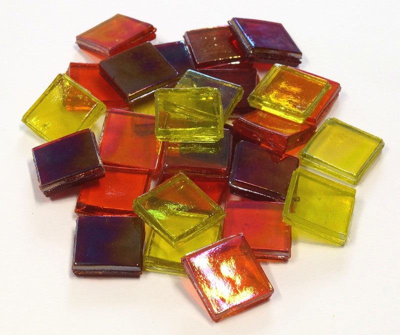 Mosaikstein Eisglas Transparent Gelb Rot Mix 200gr