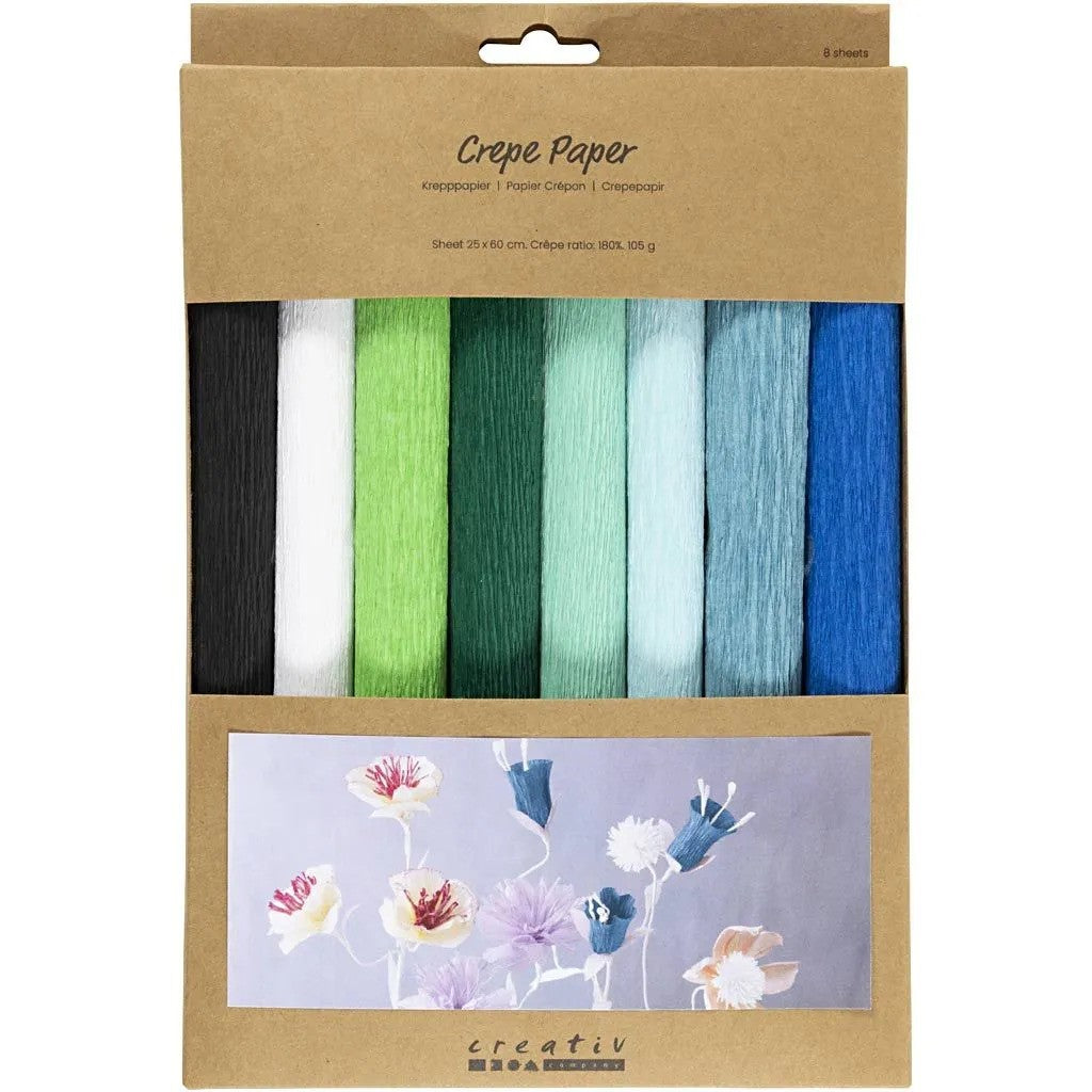 CC Crêpepapier Blauw en Groen harmonie 8 vel