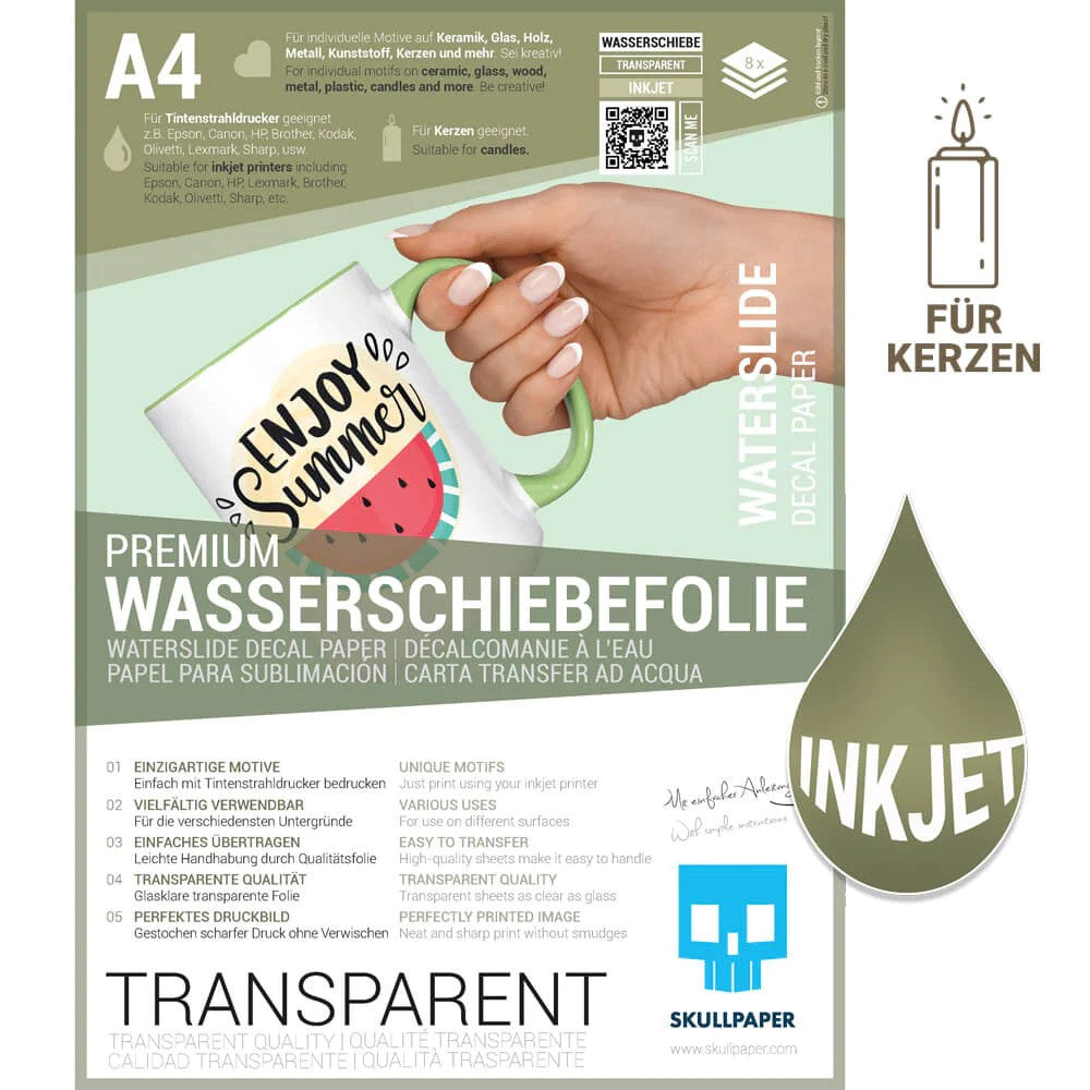 Skullpaper Transferfolie Inkjet A4 8 Blatt Transparent