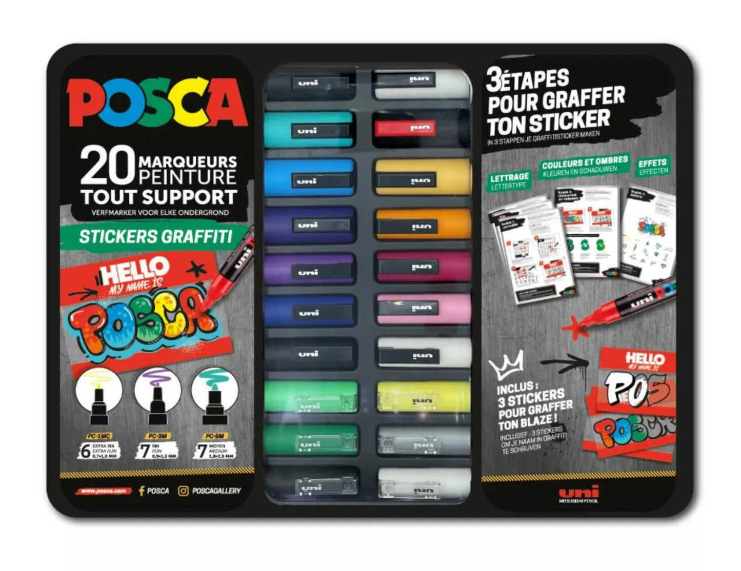 Uni Posca Paint Marker Sticker Graffiti Case 20 pieces