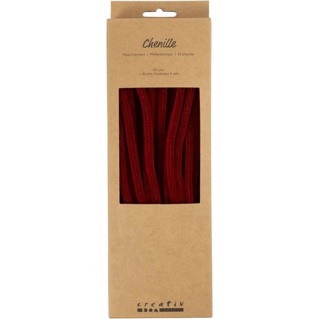 CC Chenilledraad Donkerrood 6mm x 30 cm 50 stuk