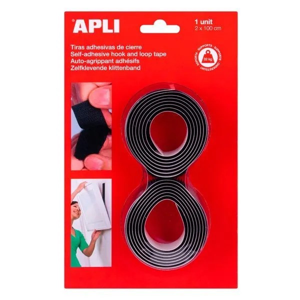 Apli Velcro Black - w: 2cm - l: 2 x 100 cm