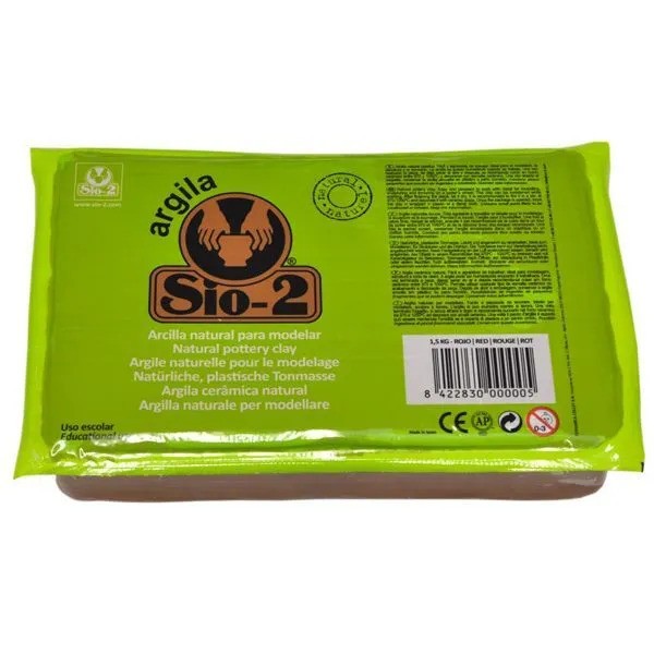 SIO-2 Argila Natural Pottery Clay 1.5kg Red