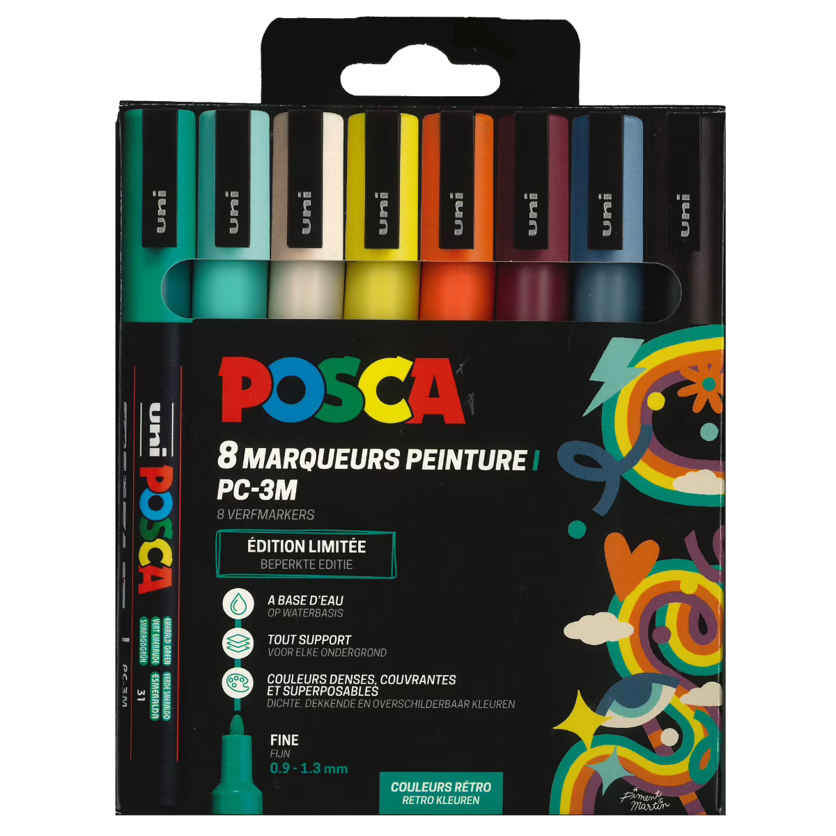 Uni Posca PC3M Markers Set 8 Pieces Retro Colours