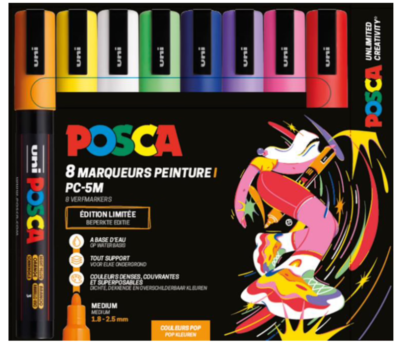 Uni Posca PC5M Marker-Set 8 Stück Pop Farben