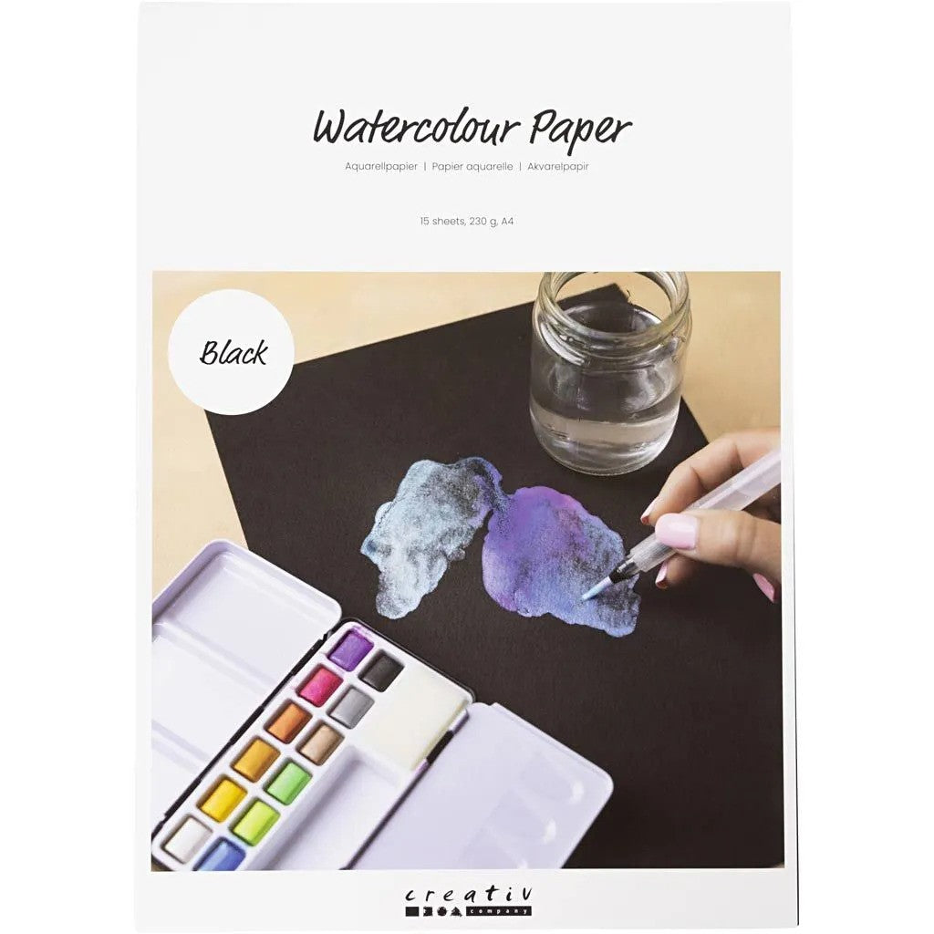 CC Aquarelpapier A4 Zwart 230g 15 vel