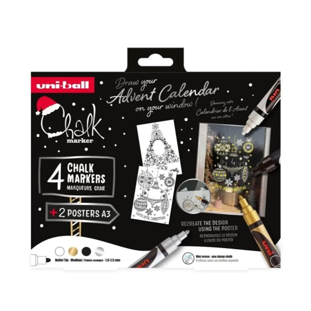Uni Chalk Markers Set Scandinavie 4 stuks