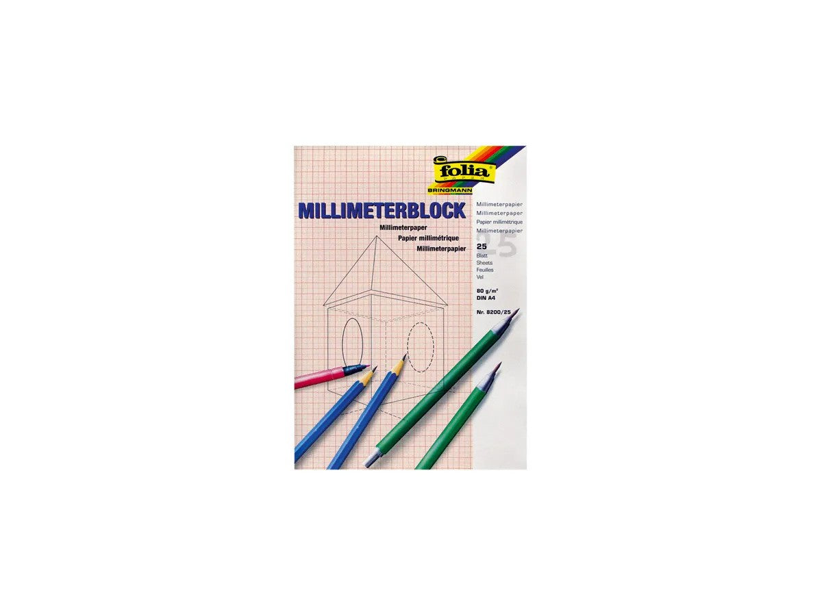 Folia Milimeterblok - A4 - 25 Vel