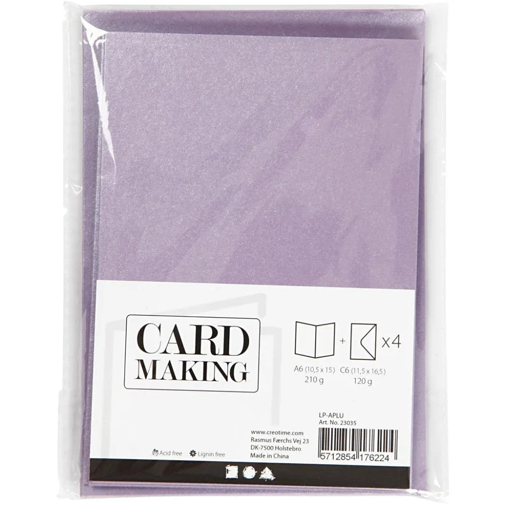 CC Kaarten en Enveloppen Set 4x A6 en C6 Paars