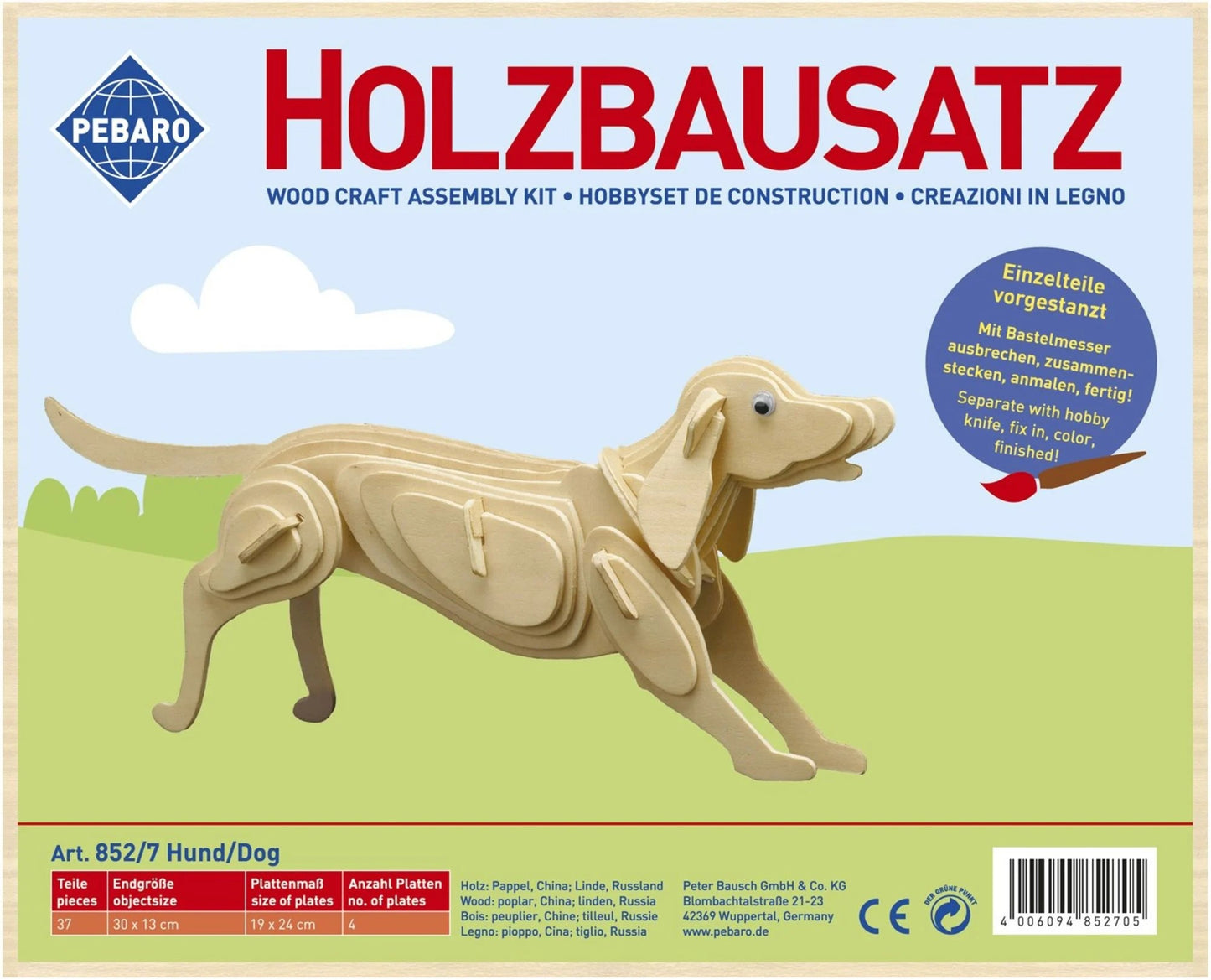 Pebaro Holzbausatz Hund 30 x 13 cm
