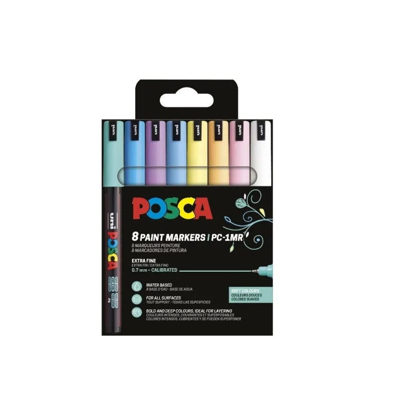 Uni Posca Markers PC1MR Set Zachte Kleuren 8 stuk