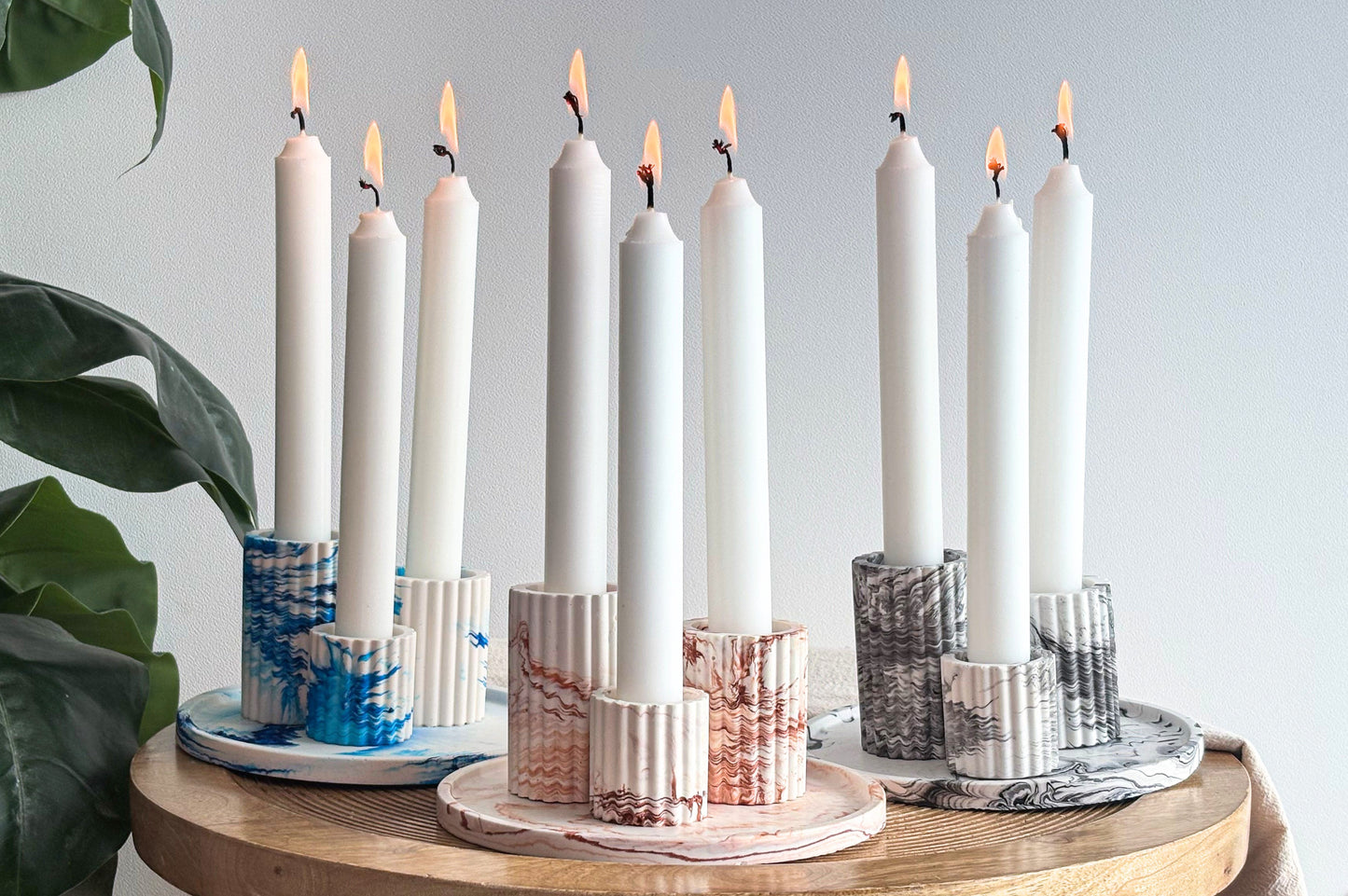 LC DIY Gießharz-Set – Kerzenständer 3 Stück und Tablett